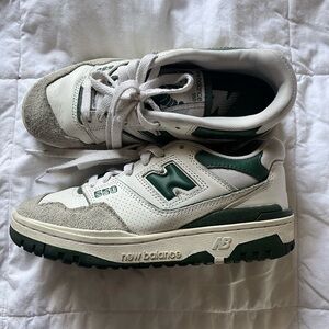 New Balance 550 White and Green Women's Shoes